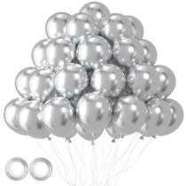 Balões de festa Voircoloria Metallic Silver 12 polegadas 105 unidades Balões de festa Voircoloria Metallic Silver 12 polegadas 105 unidades