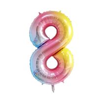 Balões De Folha Com Gradiente Arco-Íris Números 0-9 32 Polegadas Para Crianças E Adultos, Decoração