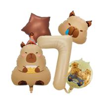 Balões De Folha De Número 40 Polegadas Em Caramelo Chocolate, Tema Capybara, Conjunto De Decoração