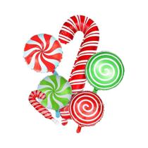 Balões De Folha Em Forma De Bastão De Doce Vermelho E Verde Para O Natal, Decoração De Festa De