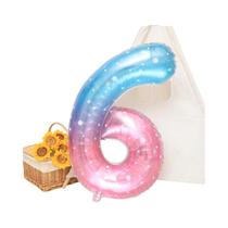 Balões De Folha Gigantes De 40 Polegadas Com Números, Cor Gradiente Céu Estrelado, Decoração De