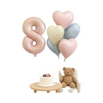 Balões De Folha Rosa Claro De 32 Polegadas, Conjunto Com 6 Peças, Número E Coração, Cores Sortidas,