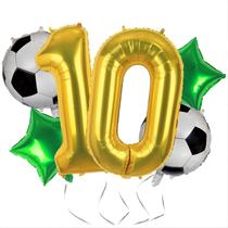 Balões de Futebol Kwuz 40" Dourado Número 10 Decoração de Festa