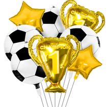 Balões de futebol Lukinuo 4D Sphere 8 peças de 56 cm com troféu dourado