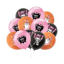 Balões De Halloween De 12 Polegadas Em Preto, Laranja, Branco E Rosa De Látex Para Decoração De Balões De Halloween De 12 Polegadas Em Preto, Laranja, Branco E Rosa De Látex Para Decoração De