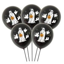 Balões de látex Halloween Ghost de 12 polegadas, 5 peças, pretos Balões de látex Halloween Ghost de 12 polegadas, 5 peças, pretos