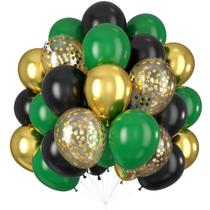 Balões de látex Isndare preto verde dourado 60 unidades de 30 cm para festa Balões de látex Isndare preto verde dourado 60 unidades de 30 cm para festa