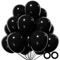 Balões de Látex Pretos KUULBELA - 12 Polegadas (110 Unidades) com 2 Fitas