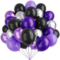 Balões de Látex Roxo, Preto e Prata YMSZ - 67 Unidades de 30cm para Festa Balões de Látex Roxo, Preto e Prata YMSZ - 67 Unidades de 30cm para Festa