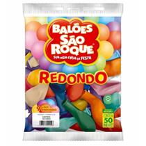 Balões De Látex Sortido 9 Liso Redondo 50Un - São Roque