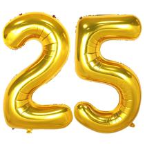 Balões de Mylar Dourados Jonhamwelbor - Número 25 (40cm) - Pacote com 2
