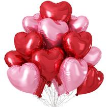 Balões de Mylar em Formato de Coração - Rosa e Vermelho - 18cm (12 Unidades) Balões de Mylar em Formato de Coração - Rosa e Vermelho - 18cm (12 Unidades)