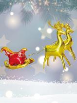 Balões de Natal com Rena e Trenó Dourados - Decoração de Ano Novo e Natal (3 Peças) Balões de Natal com Rena e Trenó Dourados - Decoração de Ano Novo e Natal (3 Peças)