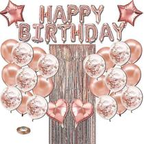 Balões de ouro rosa feliz aniversário balões conjunto de cortina de ouropel decoração de festa de aniversário de casamento Balões de ouro rosa feliz aniversário balões conjunto de cortina de ouropel decoração de festa de aniversário de casamento