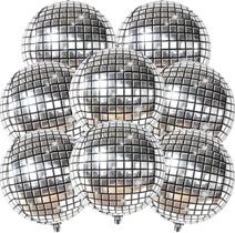 Balões de prata Disco Ball para decorações de festa, esfera metálica, 4D, 70s, 80s, 22 ", 8pcs