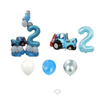 Balões De Trator Com Tema De Fazenda 33pcs Balão De Número Azul De Folha Decoração De Festa De