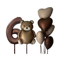 Balões De Urso Pardo 7pcs 32 Polegadas Números 0-9 Decorações De Festa De Aniversário Para Crianças