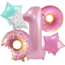 Balões Donut Dokuna 40" Rosa Conjunto de Aniversário com 6 Peças Balões Donut Dokuna 40" Rosa Conjunto de Aniversário com 6 Peças