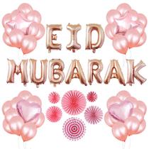 Balões EIDMUBARAK de 16 polegadas em ouro rosa Mylar 54 unidades