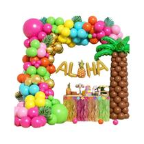 Balões Em Rosa Choque, Verde, Dourado E Laranja, Conjunto De Arco De Balões De 124 Peças Para Festas