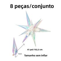 Balões Estrela Arco-Íris 8 Peças 41 Polegadas Decorações Para Aniversário Casamento Disco Sereia