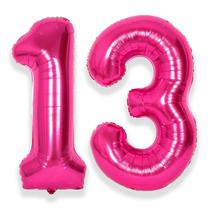 Balões Foil Helium Number SUWEN 13th Birthday Hot Pink