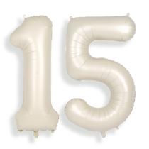 Balões Foil Helium Number SUWEN 15th Birthday Cream White Balões Foil Helium Number SUWEN 15th Birthday Cream White