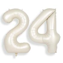 Balões Foil Helium Number SUWEN 24th Cream White 1m