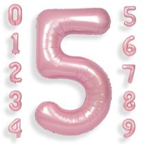 Balões Foil Helium Number SUWEN, 5º aniversário, rosa