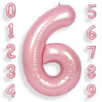 Balões Foil Helium Number SUWEN 6th Birthday Party Pink