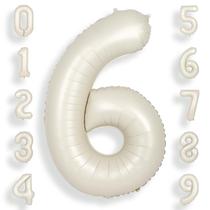 Balões Foil Helium Number SUWEN 6th Cream White com 1 m de altura Balões Foil Helium Number SUWEN 6th Cream White com 1 m de altura