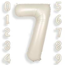 Balões Foil Helium Number SUWEN 7 Cream White com 1 m de altura Balões Foil Helium Number SUWEN 7 Cream White com 1 m de altura