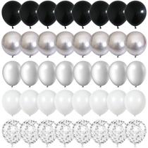 Balões Govpy Black and Silver, 60 pacotes, 30 cm, cromados metálicos