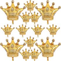 Balões GuassLee Crown Dourados - Kit com 14 Peças para Decoração de Festa