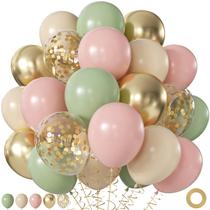 Balões JOYFLOAT 60 Peças 12" Rosa, Verde e Dourado com Confete Balões JOYFLOAT 60 Peças 12" Rosa, Verde e Dourado com Confete