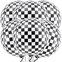 Balões KatChon Pretos e Brancos Quadriculados (22cm) - Pacote com 6