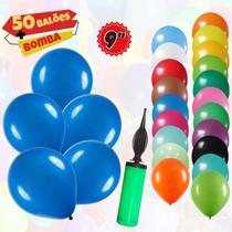 Balões Látex 9 Polegadas C/50unds + Bomba Para Encher Balão, Balão Bexiga Para Decoração De Festas E Eventos