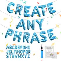Balões Letter Balloons TangTuan 53 unidades, azul médio, conjunto A-Z com bomba