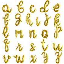 Balões Letter TONIFUL Cursive Gold 16 polegadas 52 unidades A-Z