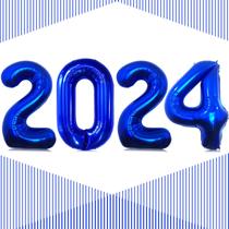 Balões LHOAVWE 2024 número 40 polegadas azul marinho para o ano novo Balões LHOAVWE 2024 número 40 polegadas azul marinho para o ano novo