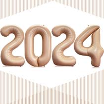 Balões LHOAVWE Caramel 2024 número 40 polegadas para o Ano Novo