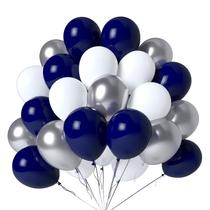 Balões LYNSP 12" Azul-marinho, Branco e Prata 100 Unidades Balões LYNSP 12" Azul-marinho, Branco e Prata 100 Unidades