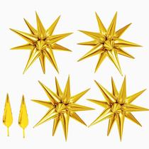 Balões Maylai, 50 peças de 40", grandes balões Gold Star Explosion, balões metálicos, cone de 12 pontos, Mylar Spike para aniversário, decoração de festa de Natal, balões de feliz ano novo, 2024
