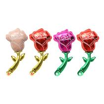 Balões metalizados, 4 unidades em forma de rosa, vermelho, rosa, dourado e roxo