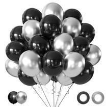 Balões Metalizados AIOZX - 50 Peças (30cm) - Preto e Prata