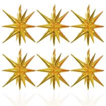 Balões Metalizados LAIAMER 4D Starburst - 6 Unidades Douradas