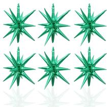 Balões metalizados LAIAMER Green Star 4D Starburst Cone 22 cm 6 unidades