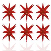 Balões metalizados LAIAMER Red Star de 14 pontas, 22 cm, 6 unidades