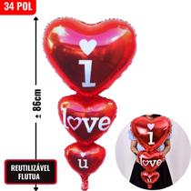 Balões Metalizados Trio Coração, 10 Balões Metalizados Coração 45Cm, Decoração Romântica, Dia Dos Namorados