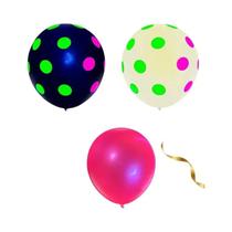 Balões Neon UV Glow 60 Peças Com Bolinhas Luminosas Para Festa, Brilham No Escuro, De Látex Para